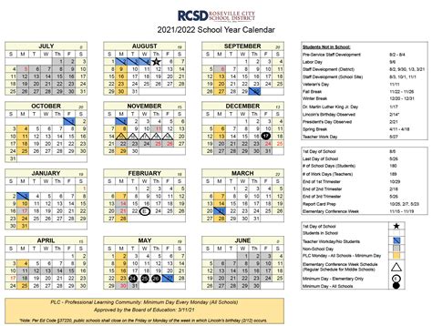 Rcsd Calendar At A Glance